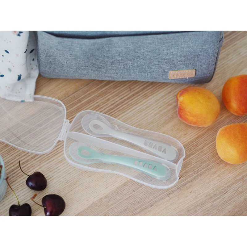 Set lingurite silicon Beaba Sage Green (8+ luni), 2 buc. foto