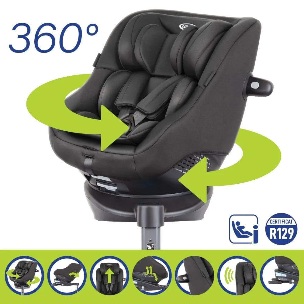 Scaun auto rotativ 360 Graco Turn2Me Navy, 0-18 kg foto