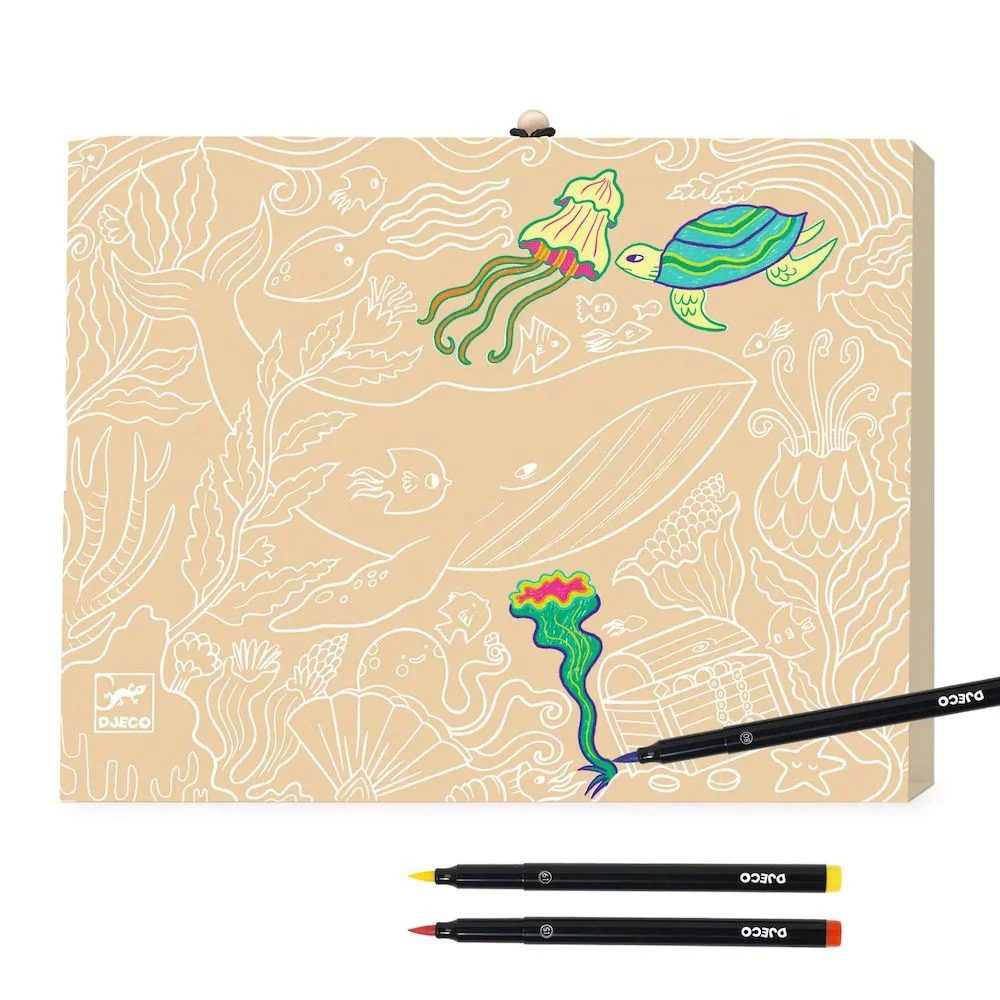 Set carioci cu varf tip pensula Djeco First Brush Pens Box, 24 culori foto