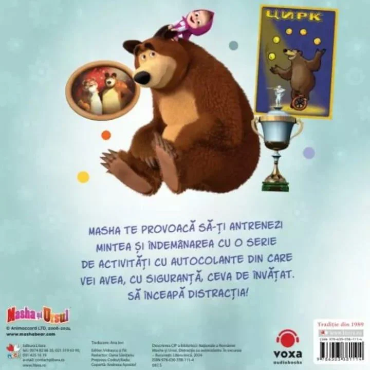 Masha si ursul. Distractie cu autocolante. In excursie. Carte de activitati, Editura Litera foto