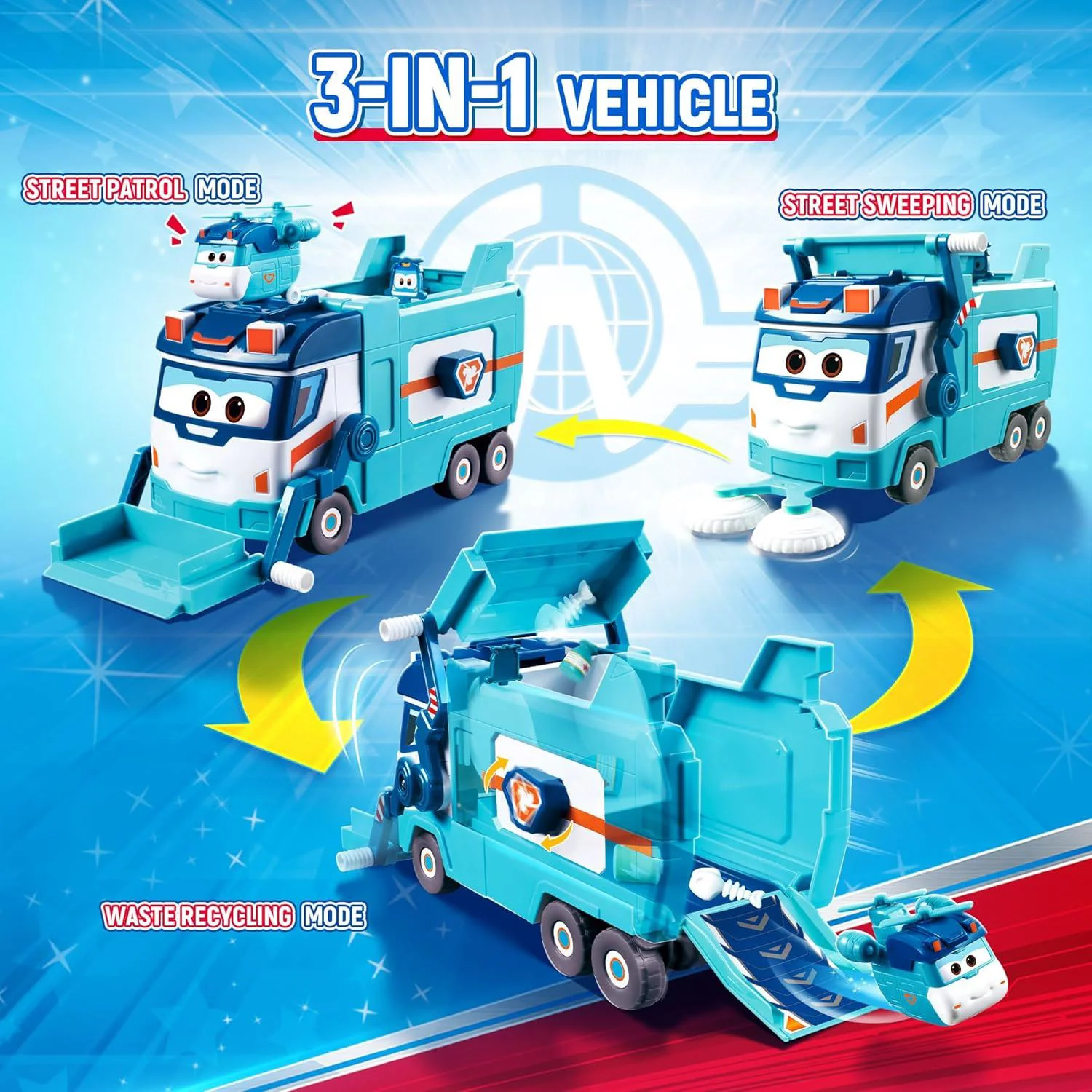 Set de joaca cu camion de gunoi si curatenie Super Wings foto