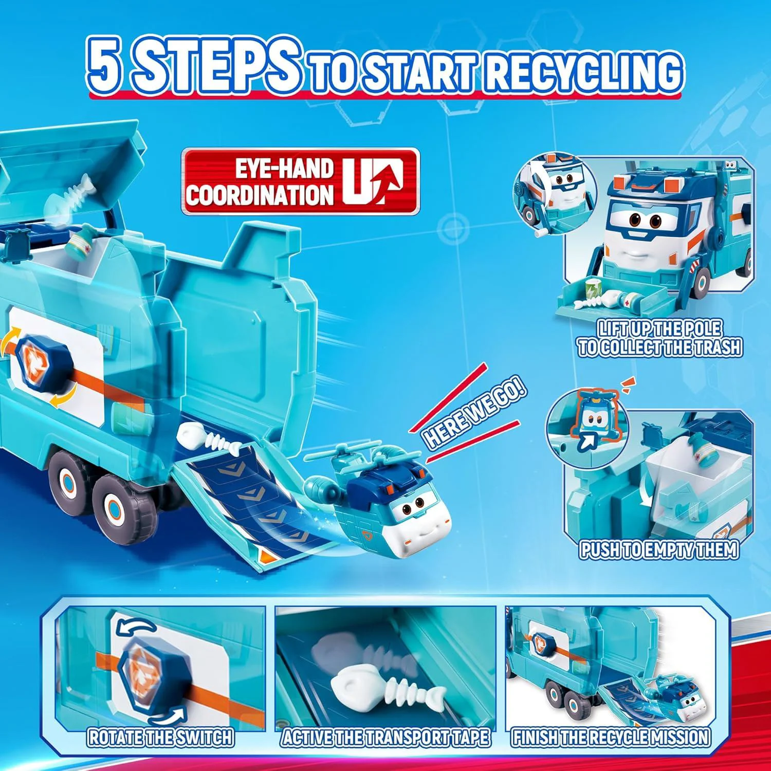 Set de joaca cu camion de gunoi si curatenie Super Wings foto