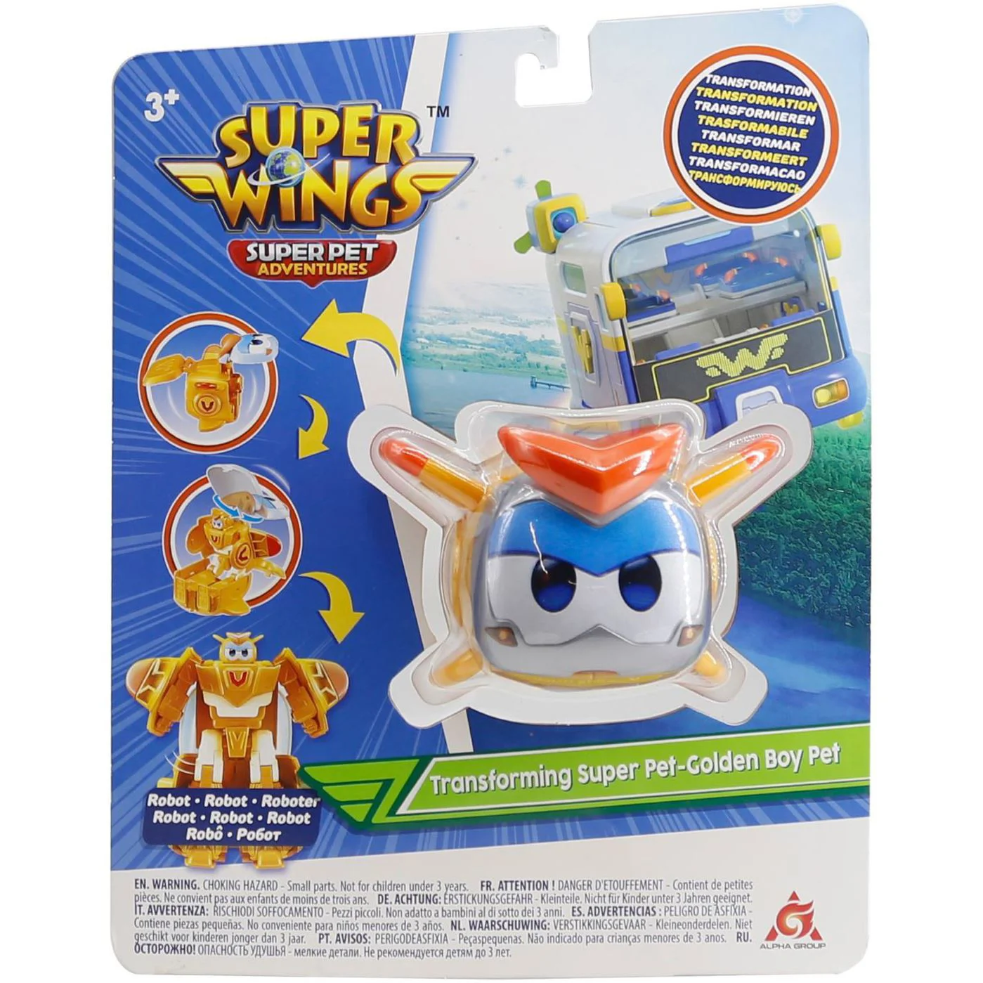 Jucarie transformer Super Wings Super Pet Golden Boy foto