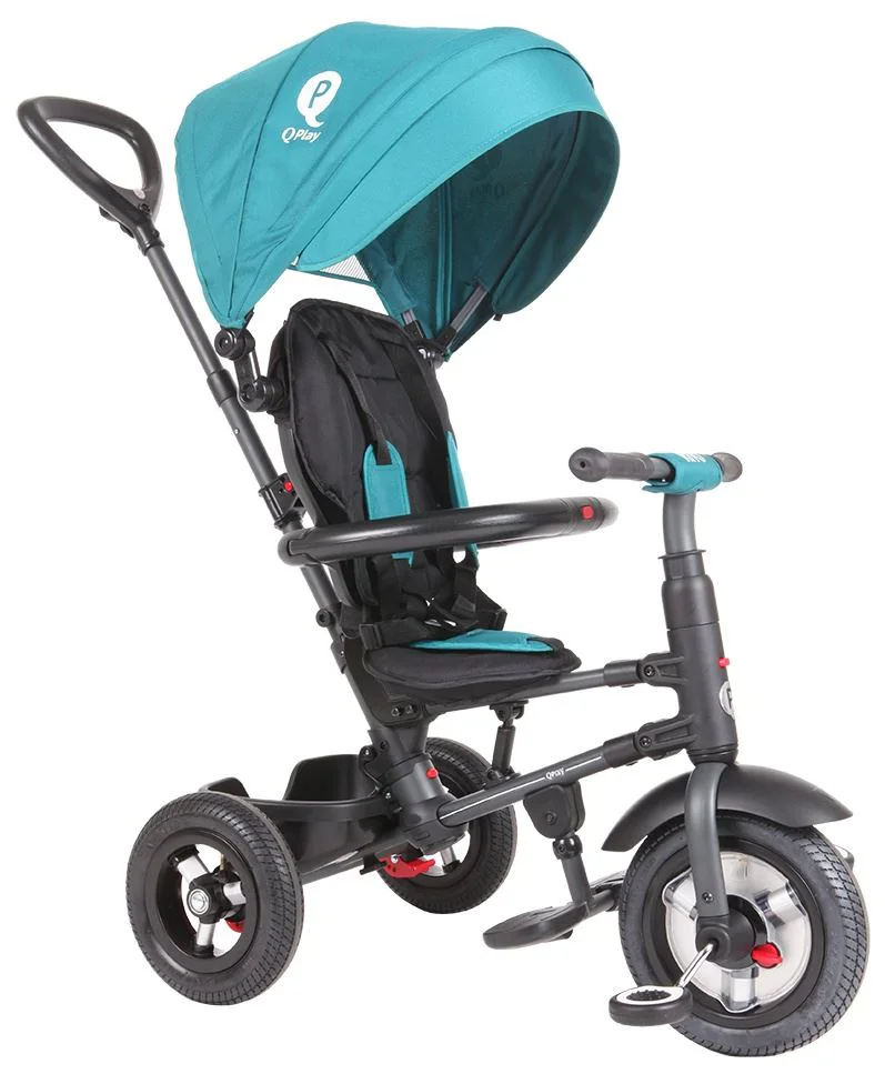 Tricicleta Qplay Rito Rubber Blue Green foto