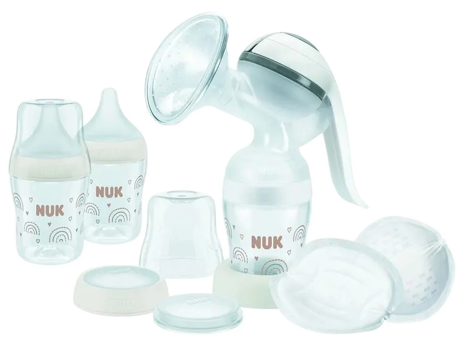Набор для кормления NUK Perfect Match (1 ручной молокоотсос + 2 пластиковые бутылочки по 150 мл) foto
