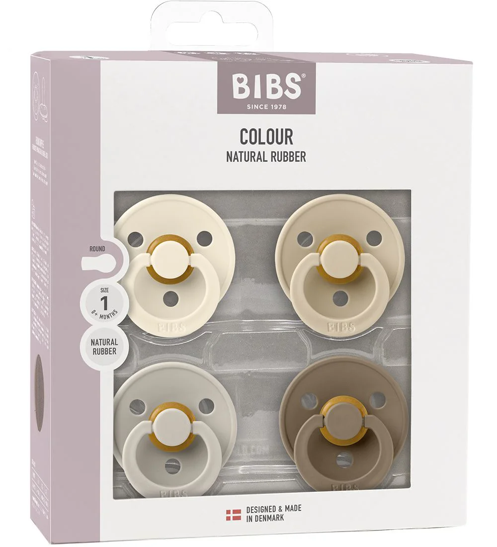 Set 4 suzete rotunde din latex BIBS Ivory/Sand/Vanilla/Dark Oak (6-18 luni) foto