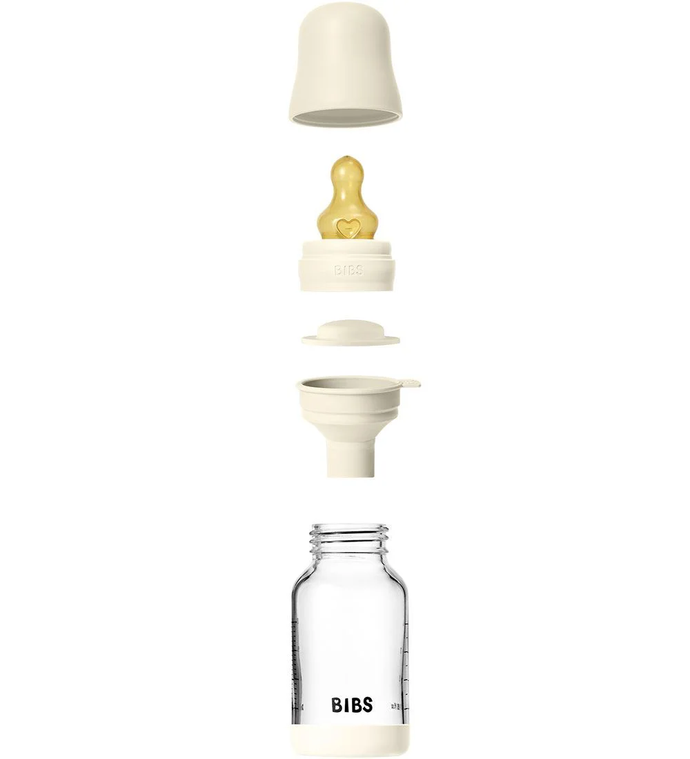 Стеклянная антиколиковая бутылочка BIBS Ivory с латексной соской 0+ месяца, 120 мл foto