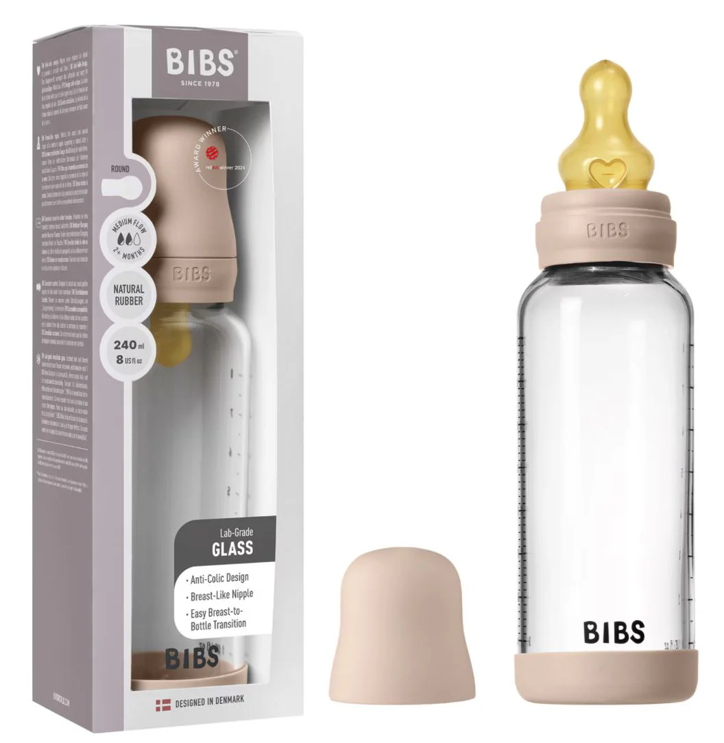 Biberon din sticla anticolici BIBS Blush cu tetina din latex 3+ luni, 240 ml foto