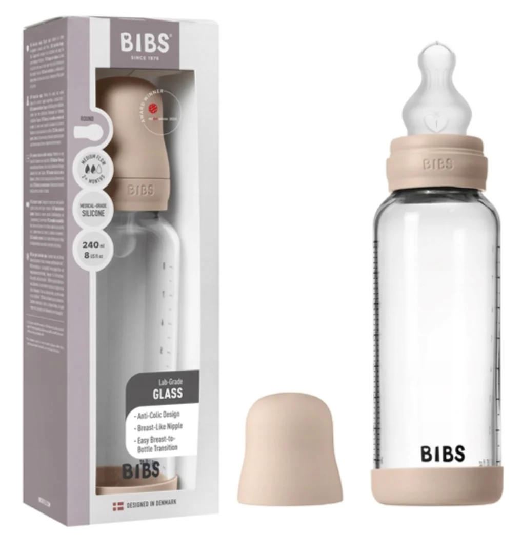 Biberon din sticla anticolici BIBS Blush cu tetina din silicon 3+ luni, 240 ml foto