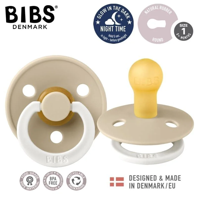 Suzeta rotunda din latex BIBS Glow Vanilla (0-6 luni) - Ambalaj premium foto