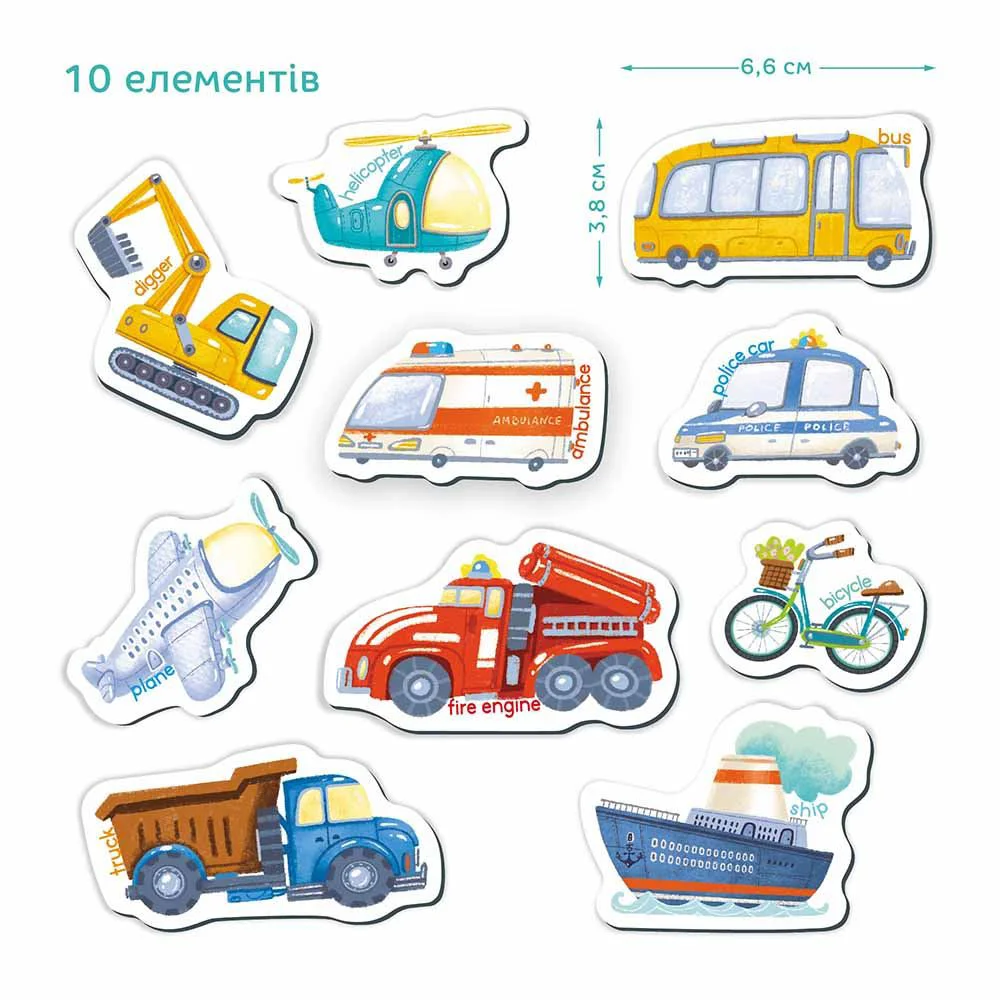 Joc magnetic Dodo Tipuri de transport, 10 el. foto