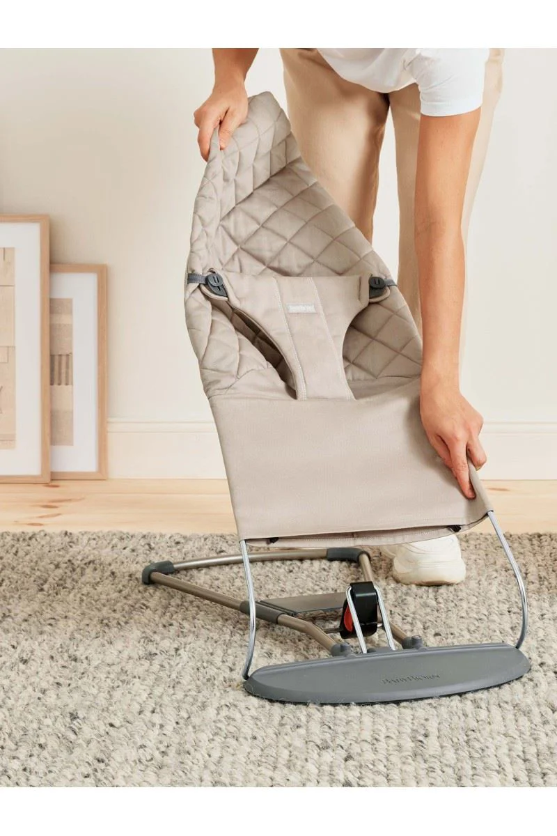 Кресло-шезлонг BabyBjorn Bliss Woven C-Quilt, Sand grey foto
