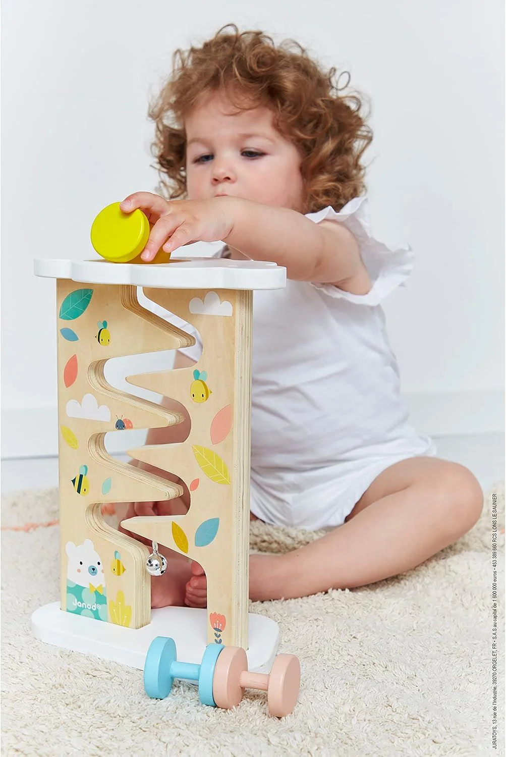 Set de joaca din lemn Janod Pastel Bee & Bear Ball Track foto