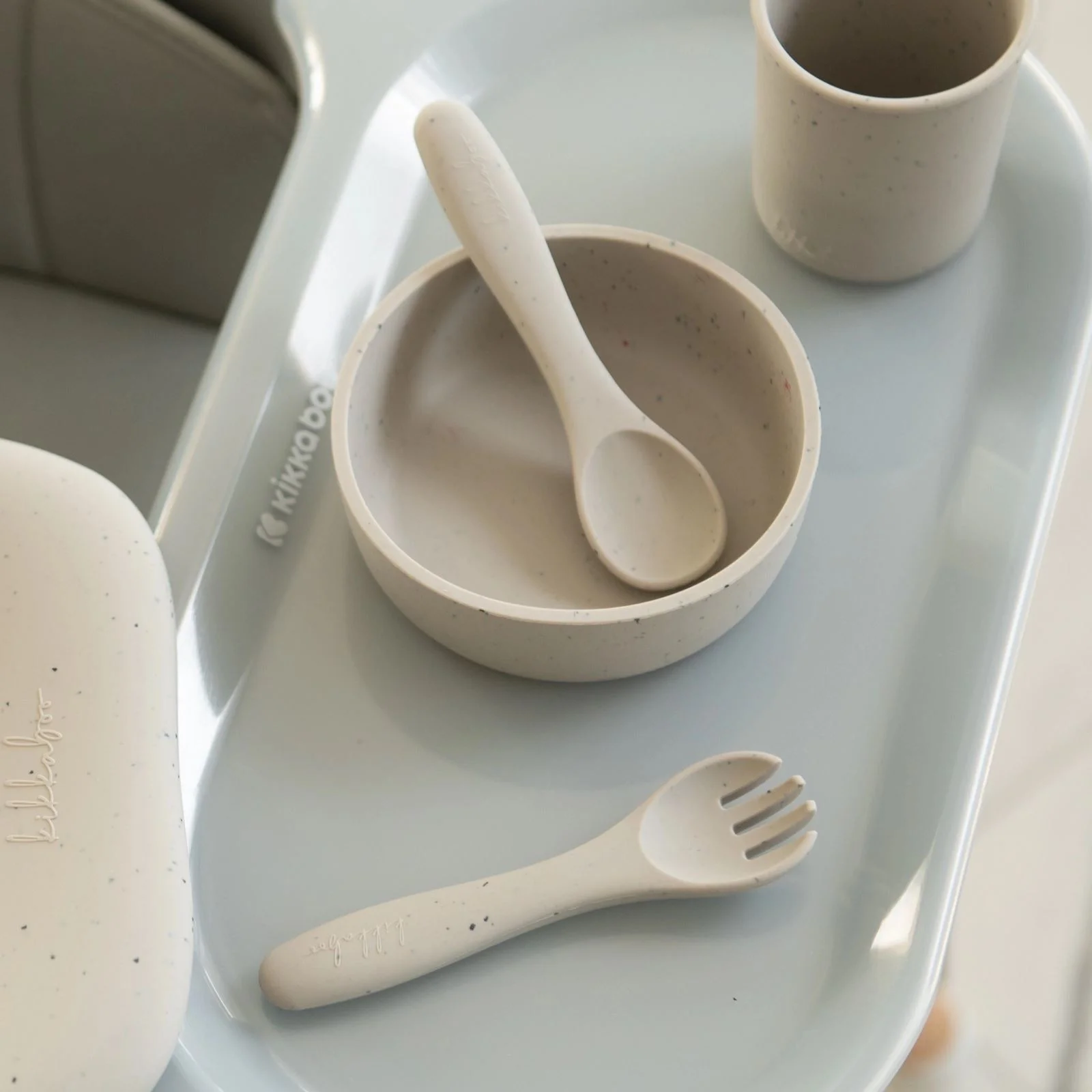 Набор вилочка и ложечка KikkaBoo Platinum Silicone Sand foto
