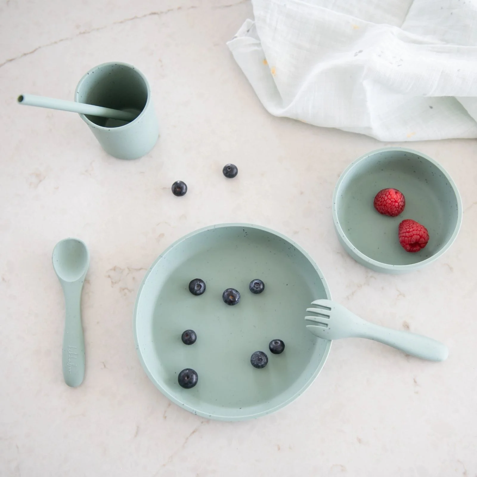 Set de alimentatie din silicon KikkaBoo Platinum Sage, 5 piese foto