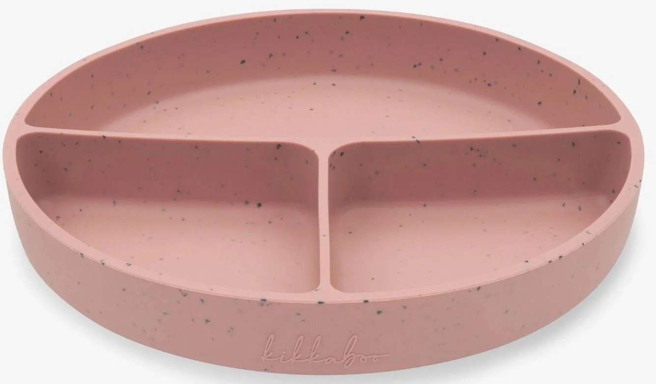 Farfurie compartimentata din silicon cu ventuza KikkaBoo Platinum Blush foto