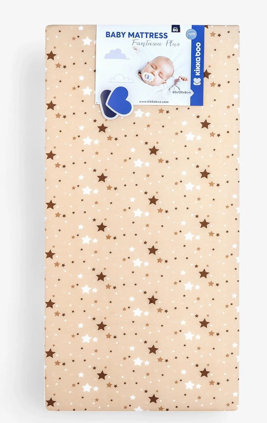 Saltea pentru patut KikkaBoo Fantasia Plus Stars Beige, 120x60x8 cm foto