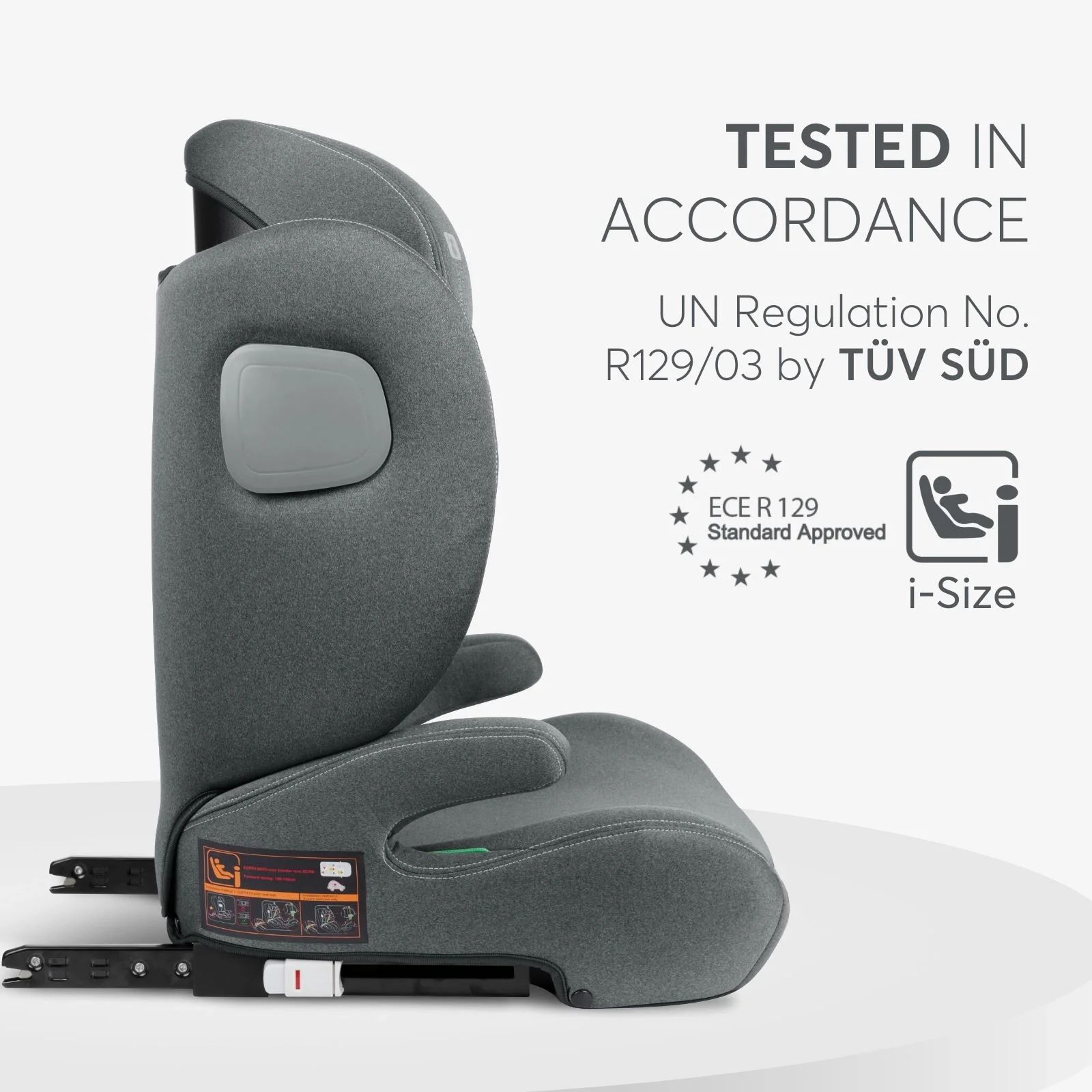 Scaun auto cu isofix i-Size KikkaBoo i-Track Dark Grey, 100-150 cm foto