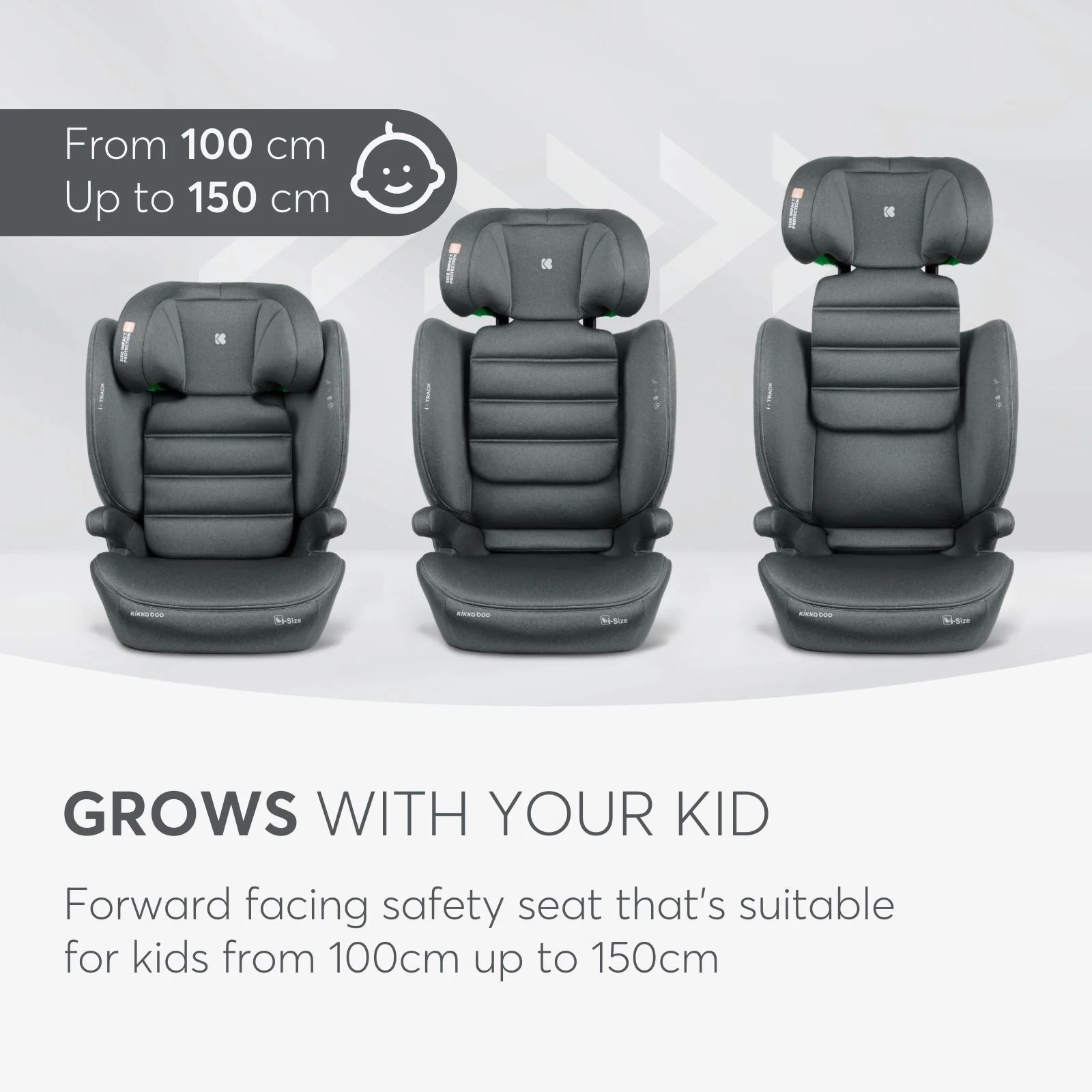Scaun auto cu isofix i-Size KikkaBoo i-Track Dark Grey, 100-150 cm foto