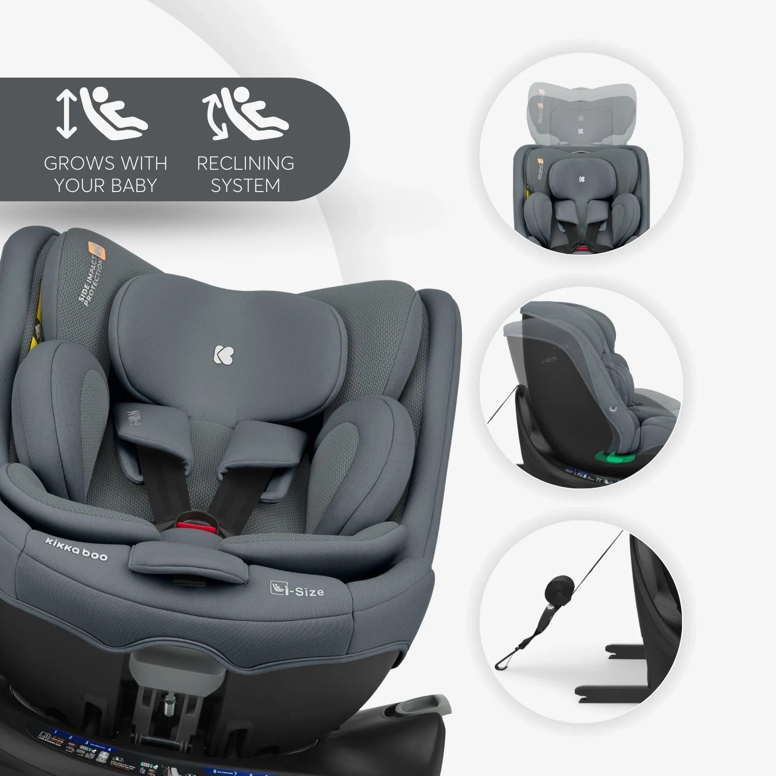 Автокресло KikkaBoo i-Van Black i-Size, 40-150 см foto