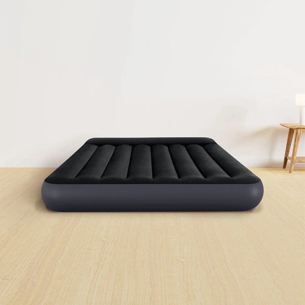 Надувной матрас Intex Pillow Rest Classic с подголовником и насосом 220-240V, 137×191×25 см foto