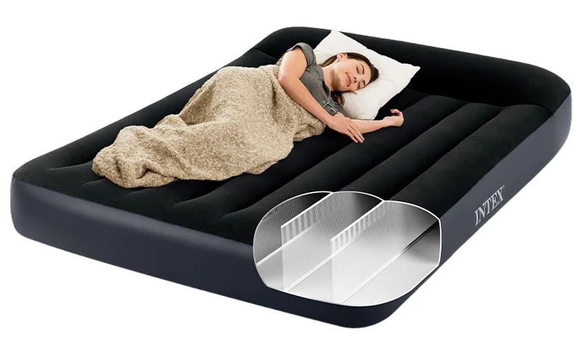 Надувной матрас Intex Pillow Rest Classic с подголовником и насосом 220-240V, 137×191×25 см foto