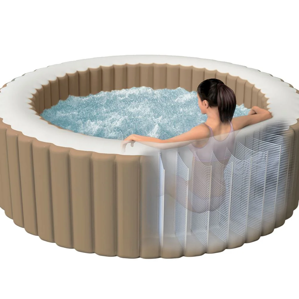Jacuzzi SPA gonflabil Intex Sahara Tan Round Bubble Spa, 236х71 cm, 1339 l, 8 persoane foto