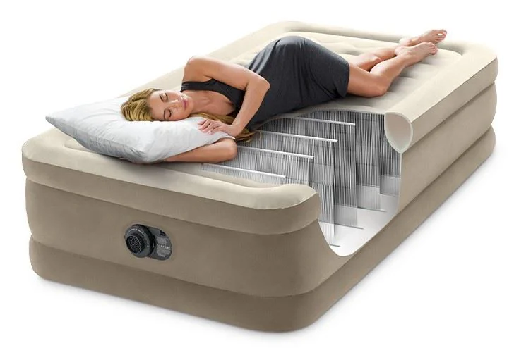 Надувной матрас Intex Velur Ultra Plush с встроенным насосом 220В, 99x191x46 см, до 136 кг foto
