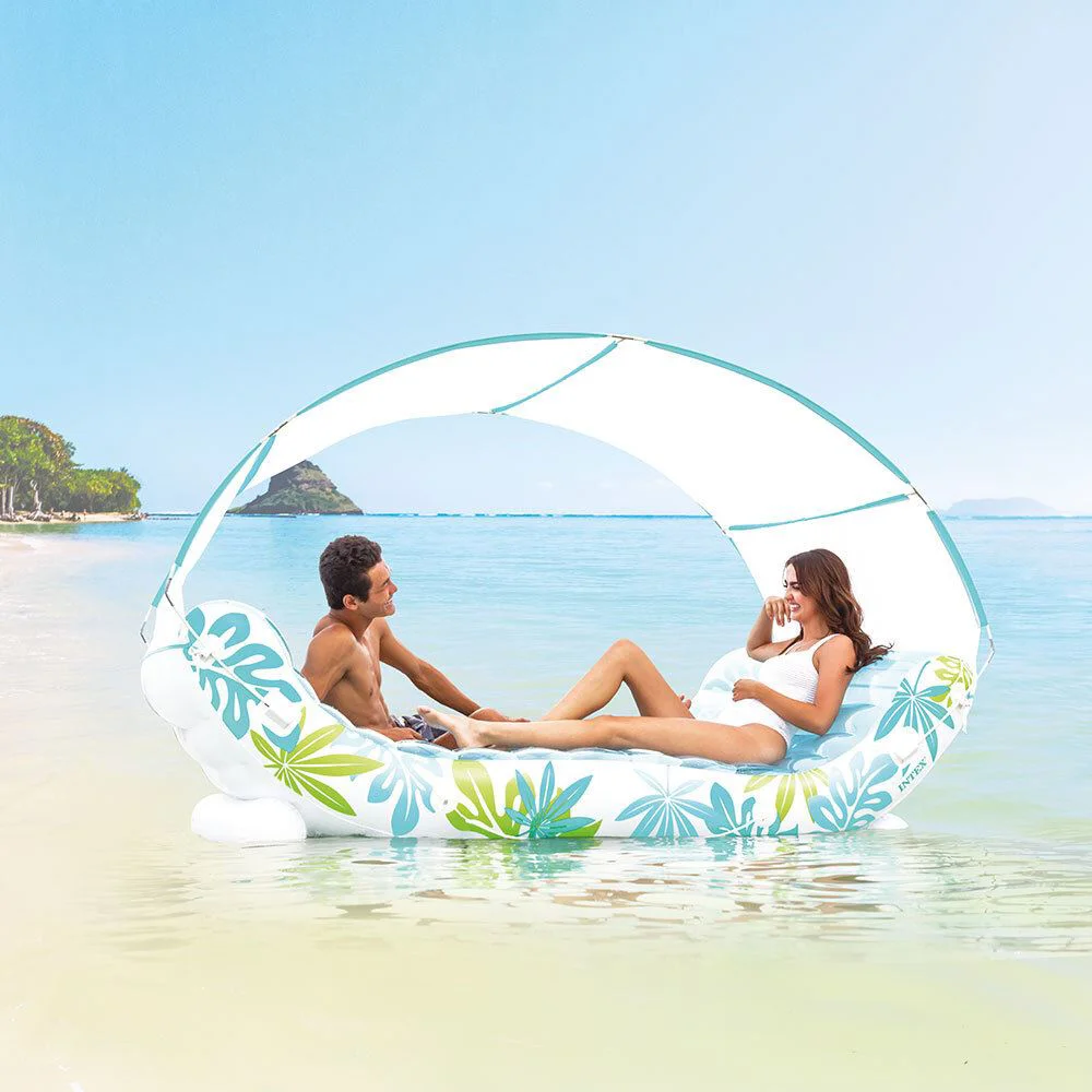Надувной плавательный матрас с балдахином Intex Tropical Lounge, 224x150x165 см, до 200 кг foto