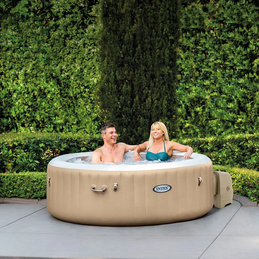 Jacuzzi SPA gonflabil Intex Sahara Tan Round Bubble Massage, 196х71 cm, 795 l, 4 persoane foto