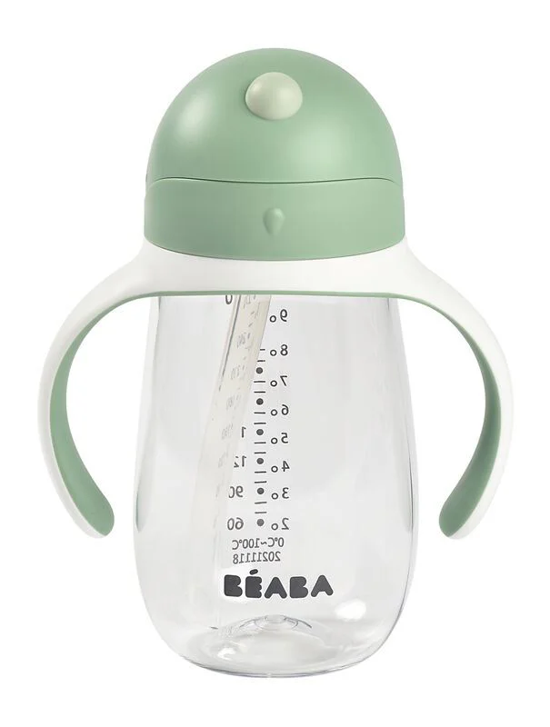 Cana cu pai din tritan Beaba Sage Green, 300 ml foto