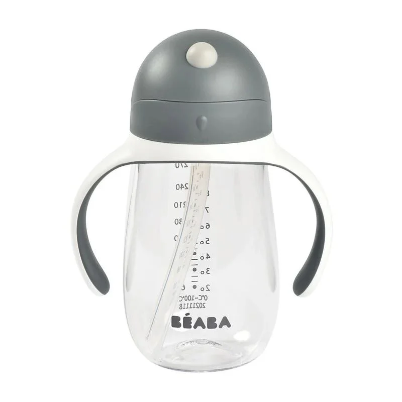 Cana cu pai din tritan Beaba Mineral Grey, 300 ml foto