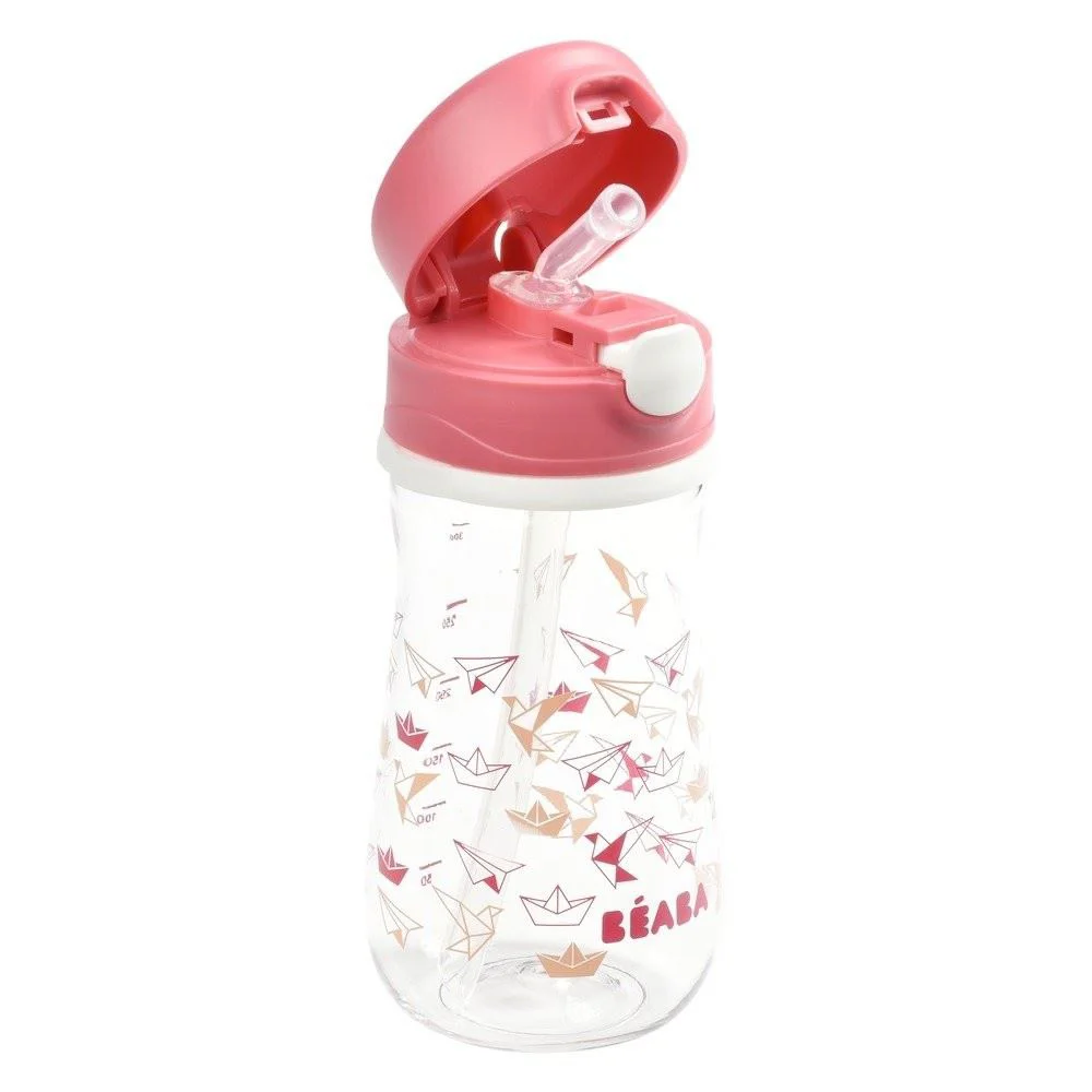 Cana cu pai Beaba Dark Pink, 350 ml foto
