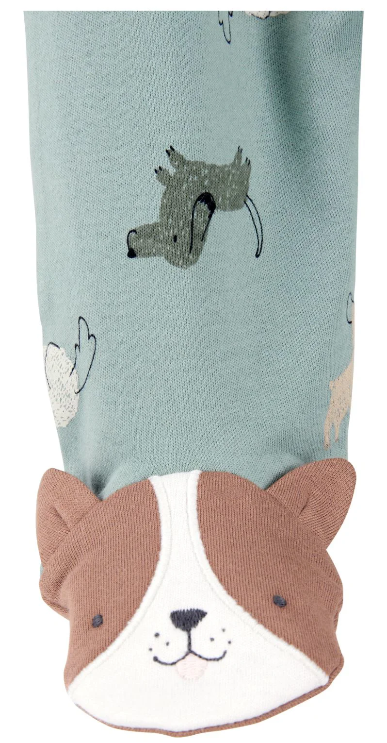Carter's Pijama Green Dog Print Foot Art foto