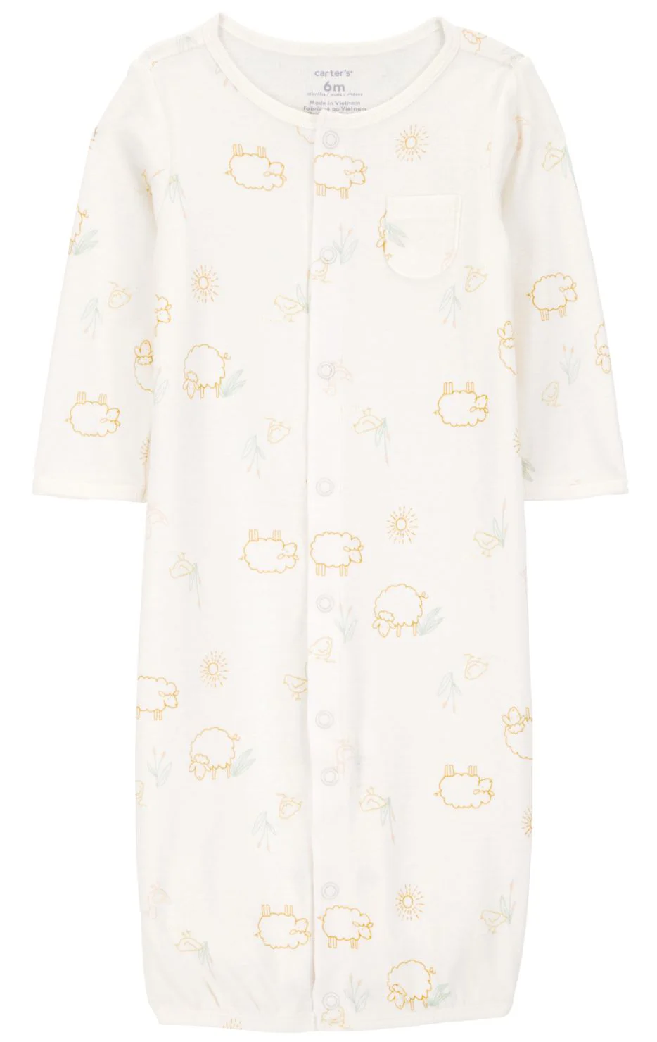 Carter's Set 3 piese Ivory Chick-Sheep - Pijama transformabila, caciulita si sosete foto