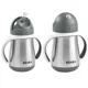 Cana din inox cu pai Beaba Mineral Grey, 250 ml foto