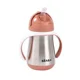 Cana din inox cu pai Beaba Terracotta, 250 ml foto