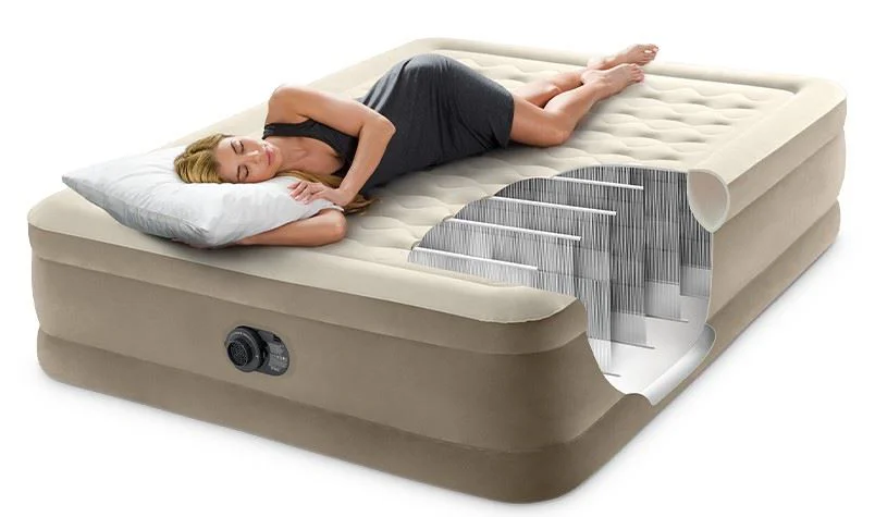 Надувной матрас Intex Velur Ultra Plush с встроенным насосом 220V, 152x203x46 см, до 272 кг foto