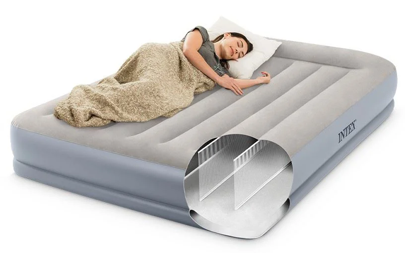 Saltea gonfla Intex Velur cu tetiera si pompa incorporata 220V, 152x203x30 cm, pana la 272 kg foto
