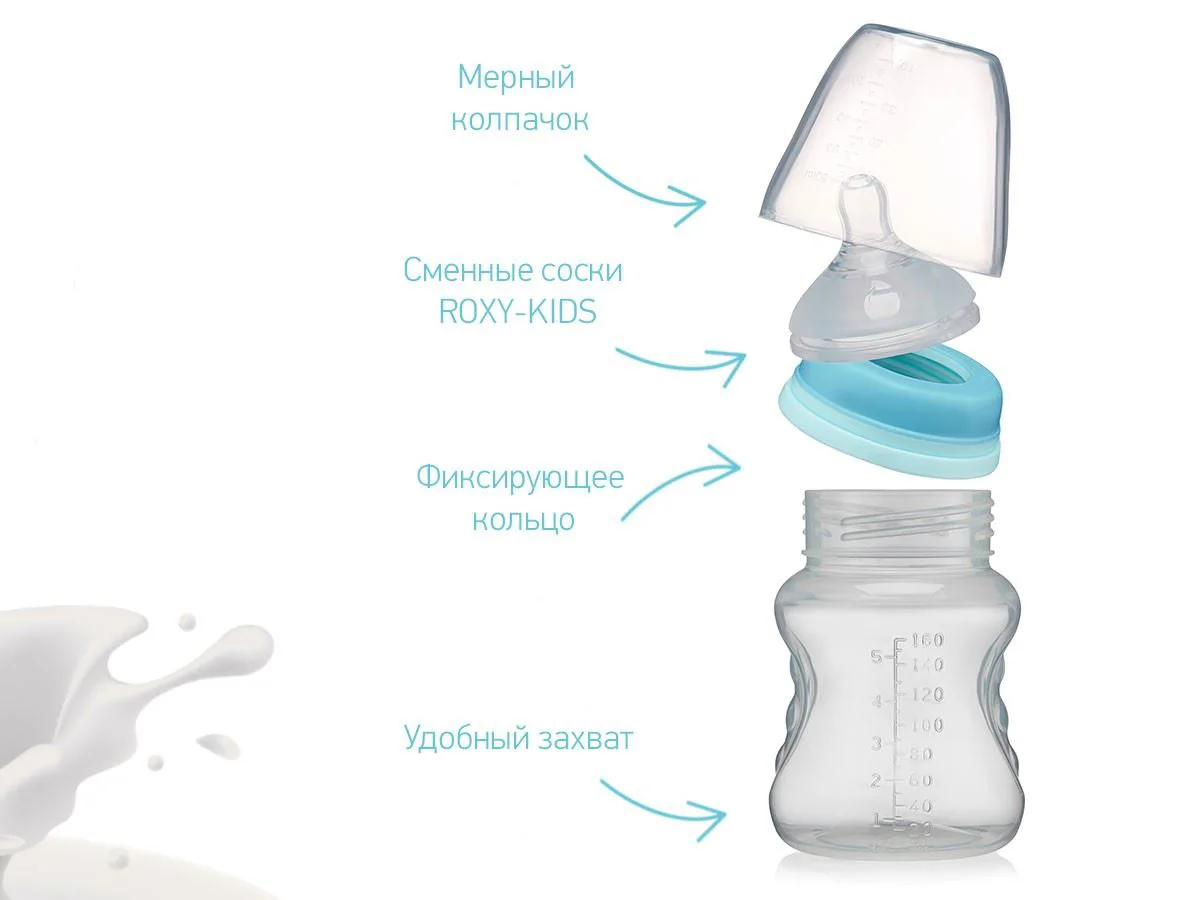 Biberon Roxy Kids cu flux mediu (3+ luni), 160 ml foto