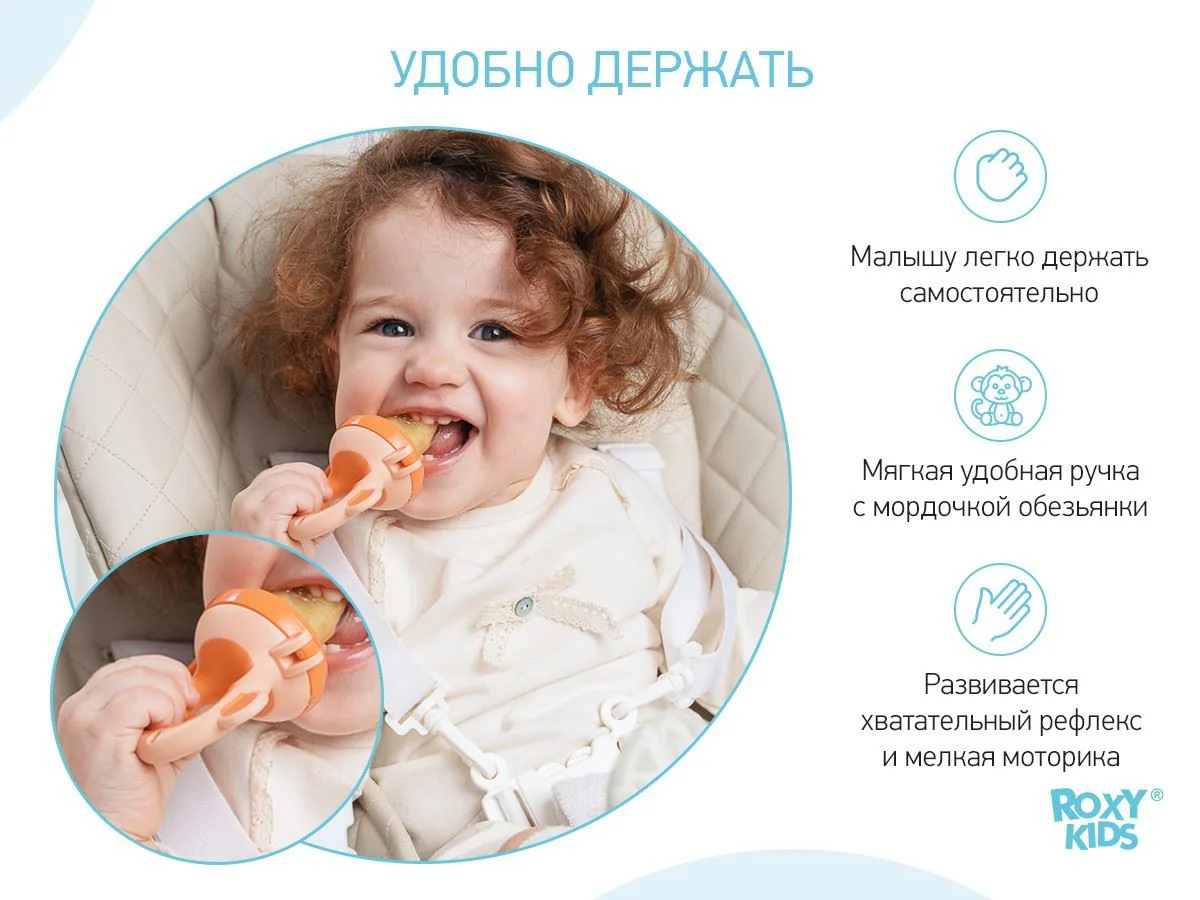 Ниблер для прикорма Roxy Kids с силиконовой сеточкой Monkey foto
