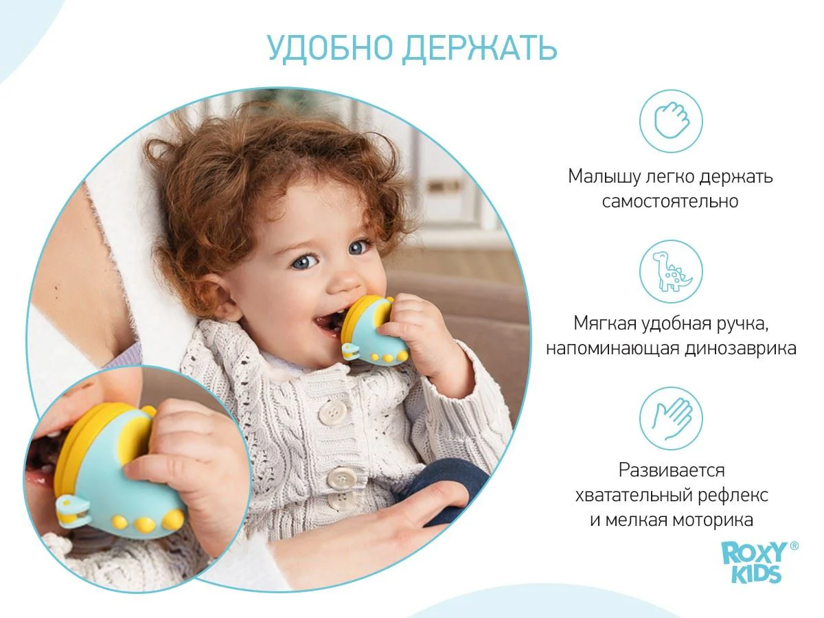Ниблер для прикорма Roxy Kids с силиконовой сеточкой Dino foto