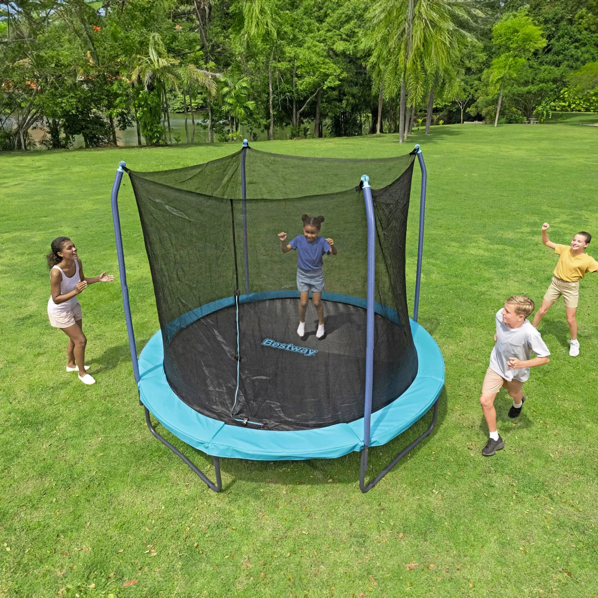 Батут Bestway Xtreme Air с пружинами и защитной сеткой, 305x255 см, до 90 кг foto