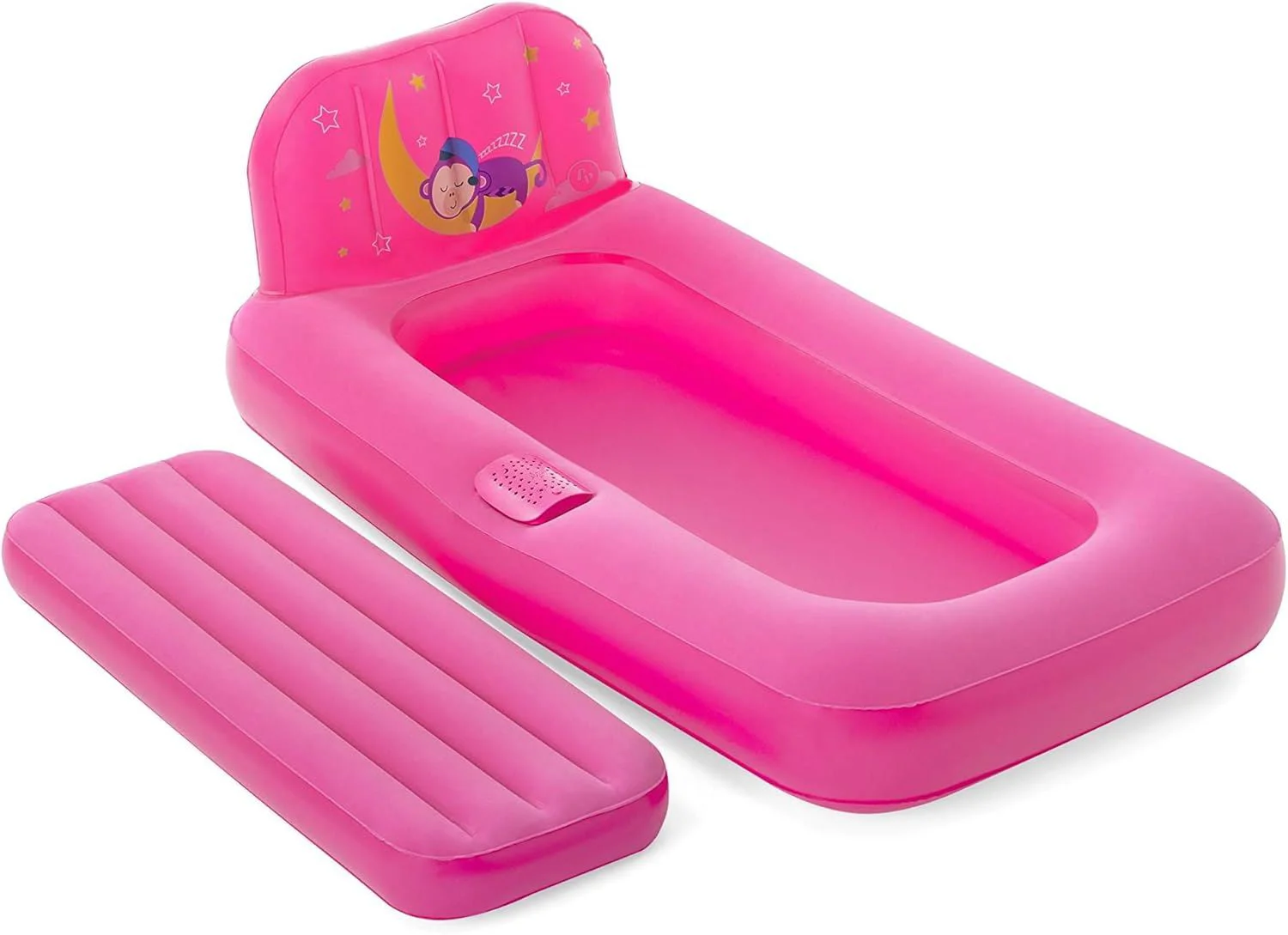 Saltea gonflabila p/u copii Bestway cu spatar si proiector Pink, 76х132х46cm foto