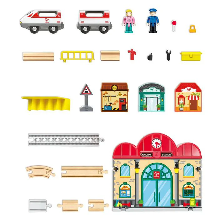Set de joaca Hape Statia de tren, 40 el. foto