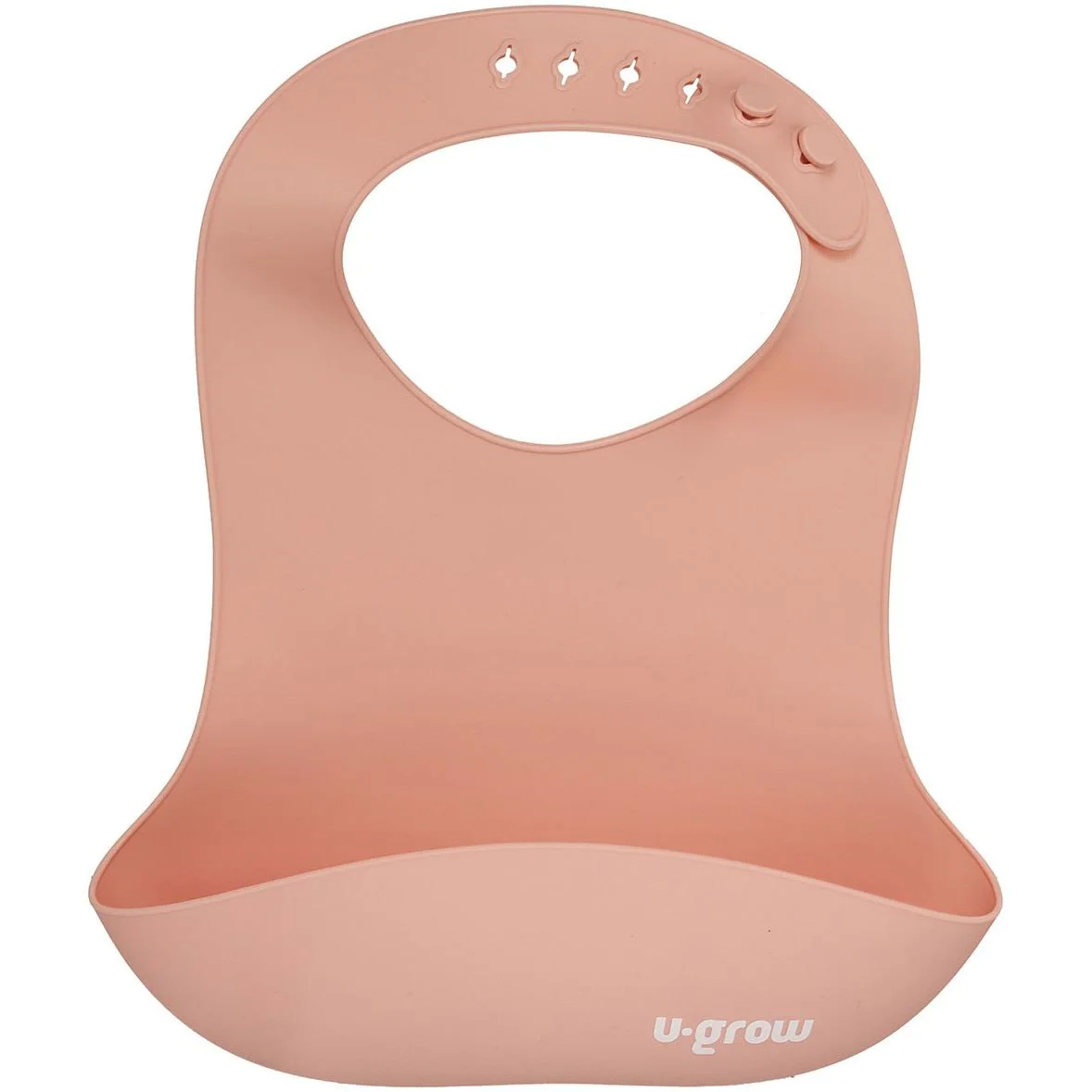 Set din silicon: baveta, bol, farfurie, lingurita si furculita U-Grow Pink, 5 piese foto