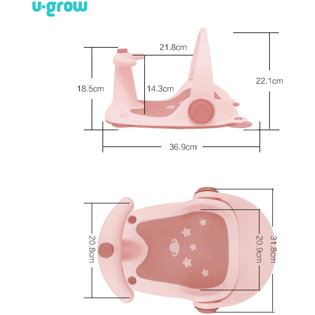 Scaun de baie cu ghidon si spatar reglabil U-Grow Pink foto