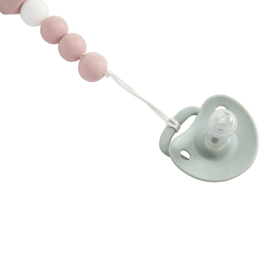 Lantisor pentru suzeta din silicon si lemn Premaman Pink foto