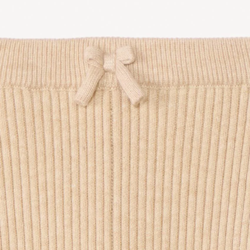 Orchestra Colanti din tricot reiat cu fundita pentru fete Heather Beige foto