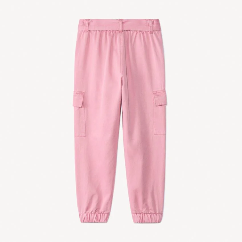Orchestra Pantaloni cargo din twill cu centura pentru fete Roz foto